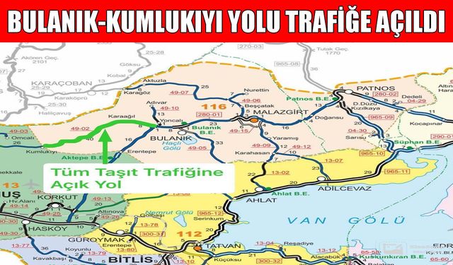 Muş’ta Bulanık-Kumlukıyı yolu trafiği döndü