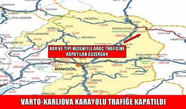 Varto-Karlıova kara yolu çift yönlü trafiğe kapatıldı