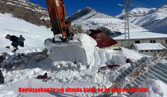 Beytüşşebap’ta çığ enkazı temizlendi: Araç ve evler kar altından çıkartıldı