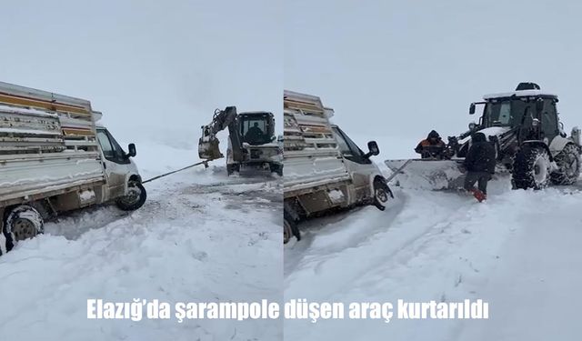 Elazığ'da pikap şarampole düştü, İl Özel idaresi kurtardı