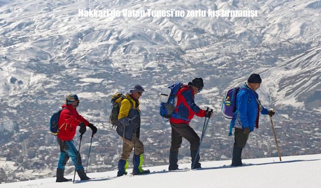 Hakkari’de Vatan Tepesi’ne zorlu kış tırmanışı