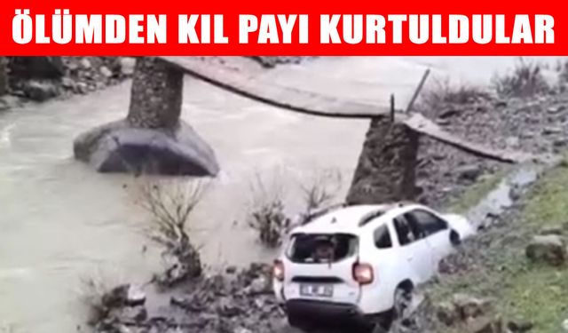 Şırnak'ta uçuruma yuvarlanan araç, çaya düşmekten son anda kurtuldu