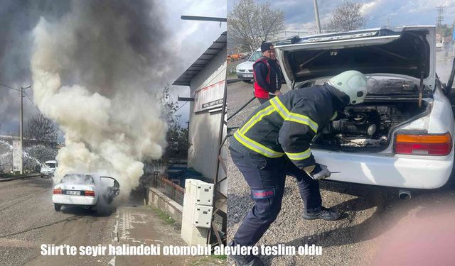 Siirt’te seyir halindeki otomobil alevlere teslim oldu