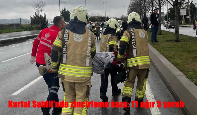 Kartal Sahili'nde zincirleme kaza: 1’i ağır 3 yaralı