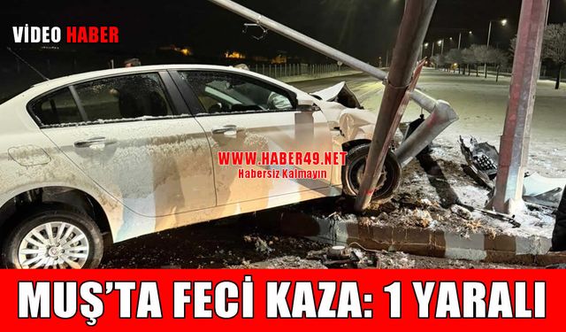 Muş’ta korkutan kaza: Otomobil refüje çıktı