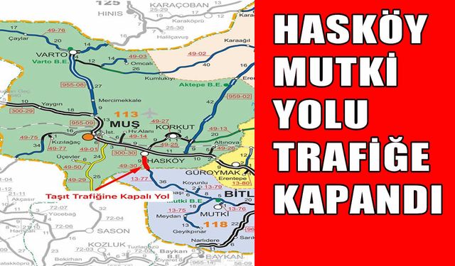Hasköy-Mutki yolu kar ve tipi nedeniyle trafiğe kapandı