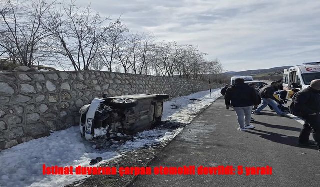 Bingöl’de otomobil takla attı: 2’si ağır 5 yaralı