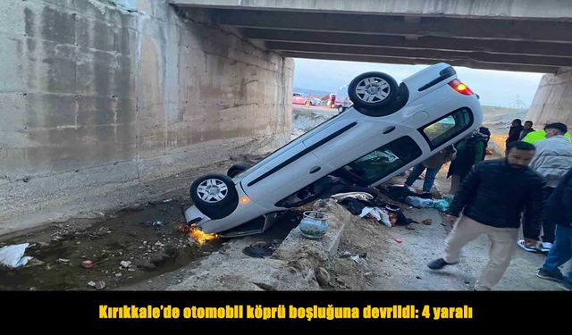 Kontrolden çıkan otomobil köprü boşluğuna devrildi: 4 yaralı