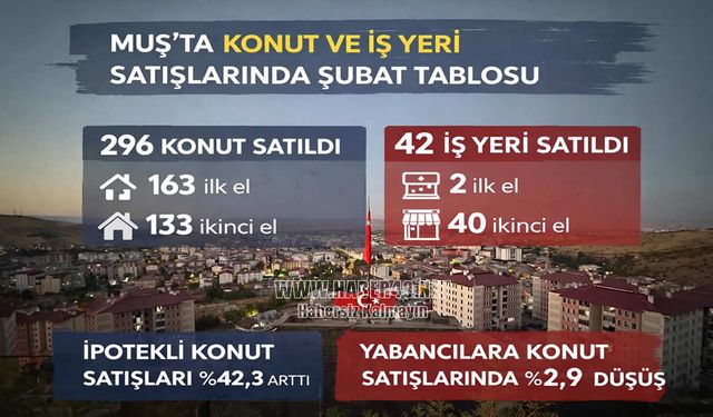 Muş’ta konut ve iş yeri satışlarında şubat tablosu