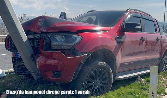 Elazığ’da kamyonet aydınlatma direğine çarptı: 1 yaralı