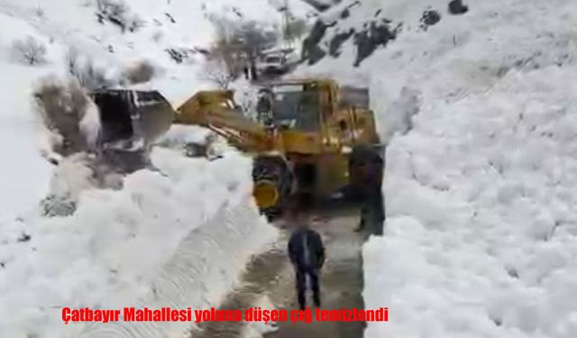 Çatbayır Mahallesi yolundaki çığ, ekiplerin çalışmasıyla kaldırıldı