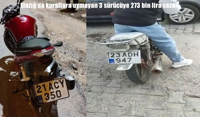 Elazığ’da Trafik denetimi: 3 sürücüye 273 bin TL ceza
