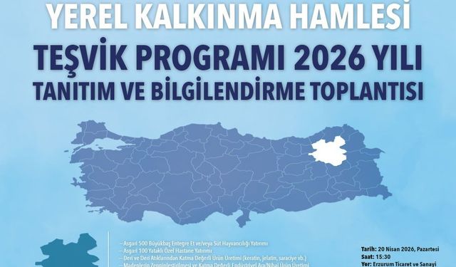 Yerel Kalkınma Hamlesi Teşvik Programı Erzurum’da Tanıtılacak