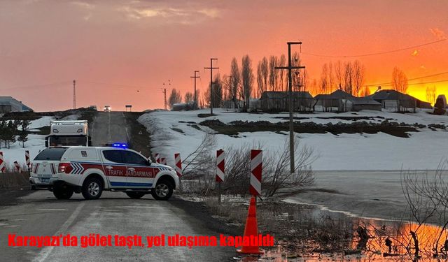 Karayazı'da gölet taştı, yol ulaşıma kapatıldı