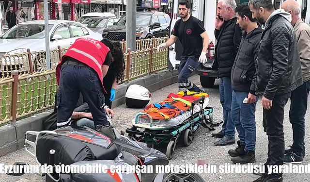Erzurum'da otomobil ile motosiklet çarpıştı: 1 yaralı
