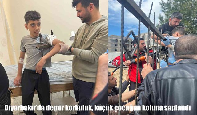 Diyarbakır’da korku dolu anlar: Demir korkuluk çocuğun koluna saplandı