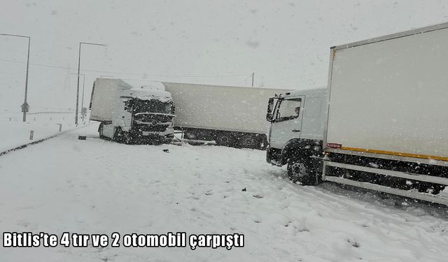 Bitlis'te zincirleme kaza: 4 tır ve 2 otomobil çarpıştı, 5 yaralı