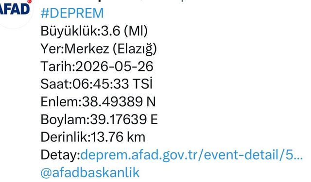 Elazığ’da deprem!