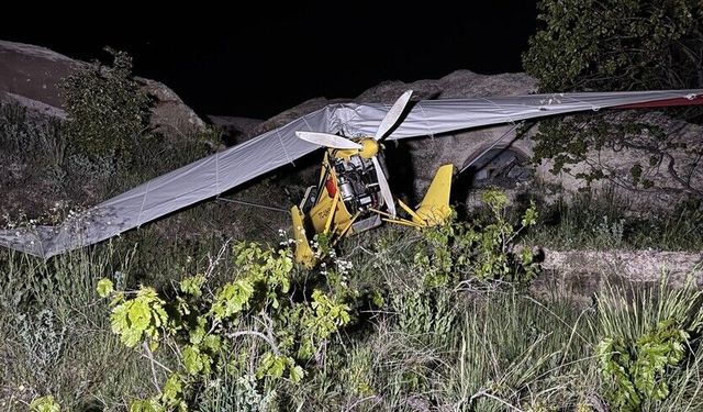 Nevşehir’de acil iniş yapan microlightta 2 kişi yaralandı