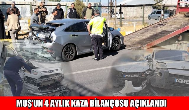Muş’un 4 aylık kaza bilançosu: 365 kaza, 180 yaralı