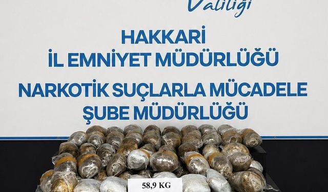Hakkari’de Narkotik Operasyonu: 58 Kilo 900 Gram Skunk Ele Geçirildi