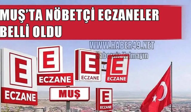Muş’ta 24 saat hizmet verecek nöbetçi eczaneler belli oldu