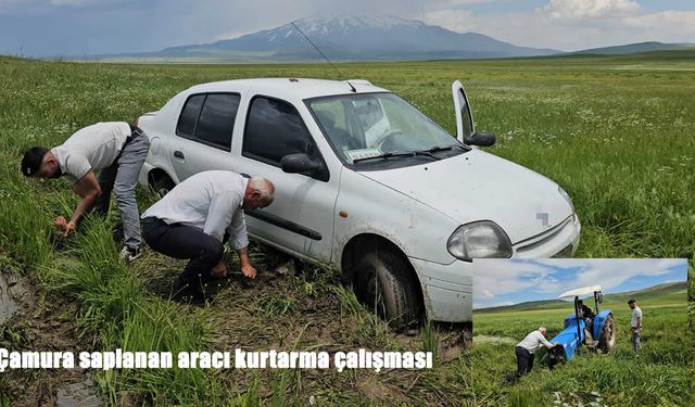 Gazetecinin imdadına köylüler yetişti: Traktörler peş peşe çamura saplandı