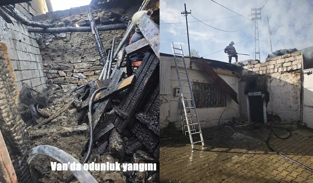 Van’da odunluk alevlere teslim oldu