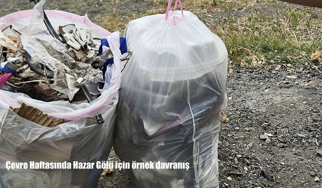 Hazar Gölü’nde Çevre Haftası farkındalığı: Aileden örnek temizlik çalışması