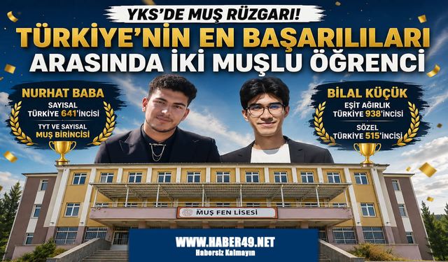 YKS'de Muş rüzgarı: Fen Lisesi'nden çifte Türkiye derecesi