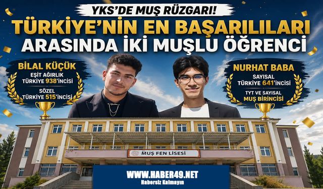YKS'de Muş rüzgarı: Fen Lisesi'nden çifte Türkiye derecesi