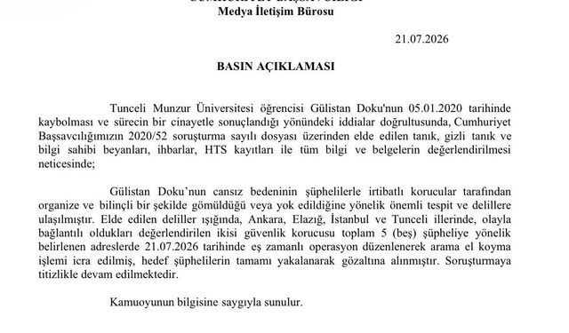 Başsavcılıktan Gülistan Doku Açıklaması: "Önemli Delillere Ulaşıldı"