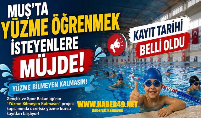 Muş'ta çocuklar için ücretsiz yüzme eğitimi