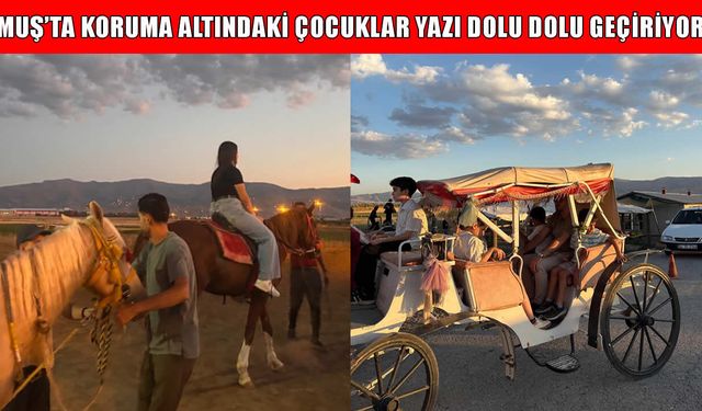 Muş’ta koruma altındaki çocuklar, Tarihi Murat Köprüsü’nde ata bindiler