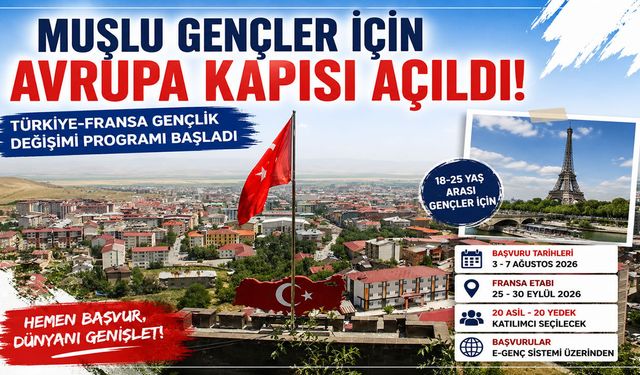 Muşlu gençlere Fransa fırsatı! Türkiye-Fransa Gençlik programı başvuruları başladı