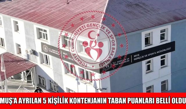 GSB Muş'ta 5 kişilik kontenjan için KPSS taban puanları açıkladı