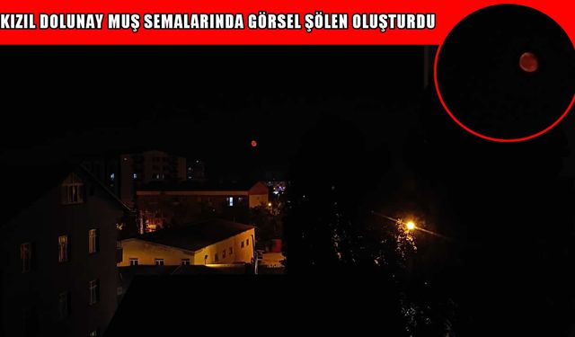 Muş'ta kızıl dolunay göz kamaştırdı