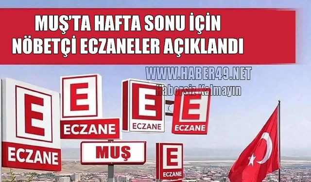 Muş'ta 15 Ağustos nöbetçi eczaneleri açıklandı: İşte ilçe ilçe tam liste