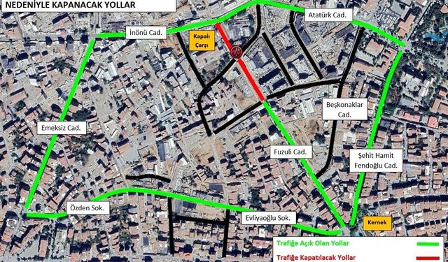 İnönü Caddesi’nden Fuzuli Caddesi’ne giriş kapanıyor