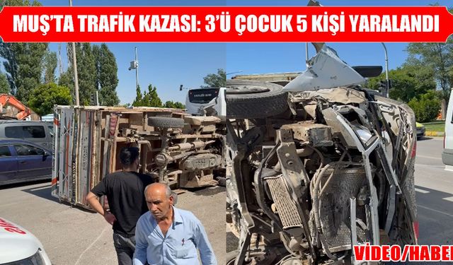 Muş’ta kamyonet trafik ışığı direğine çarptı: 3'ü çocuk 5 yaralı!