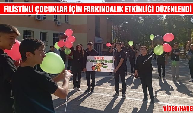 Muş’ta Filistinli çocuklar için gökyüzüne umut balonları bırakıldı