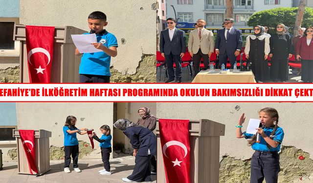 İlköğretim Haftası programında okulun bakımsızlığı dikkat çekti