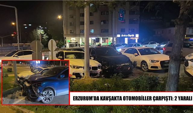 Erzurum’da Kavşakta Kaza: 2 Kişi Yaralandı