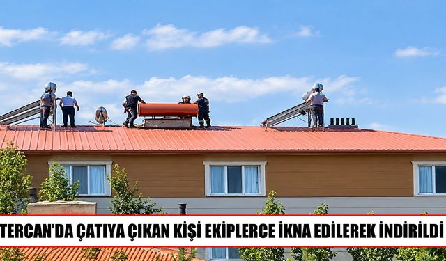 Tercan’da çatıya çıkan kişi ekiplerin ikna çabasıyla indirildi