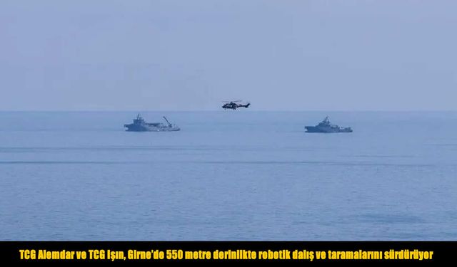 Girne’de batan gemi için 550 metre derinlikte robotik arama sürüyor