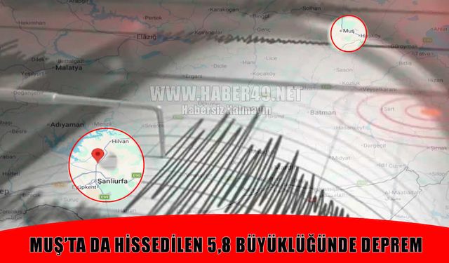 Şanlıurfa’da 5,8 Büyüklüğünde Deprem