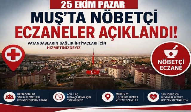Muş’ta pazar gününün nöbetçi eczaneleri açıklandı