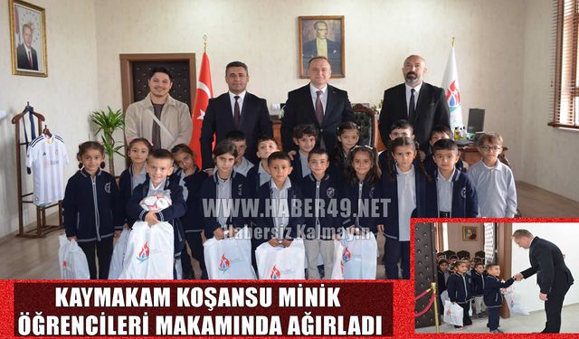 Minik öğrencilerden Bulanık Kaymakamı Koşansu'ya ziyaret