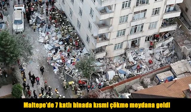 Maltepe’de 7 katlı binanın 3 katı çöktü