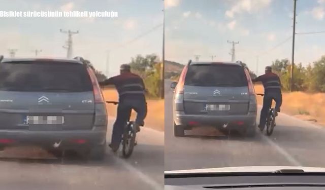 Bisiklet sürücüsünün tehlikeli yolculuğu